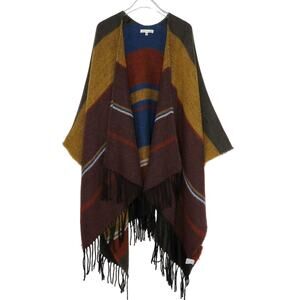 Urban Outfitters Woven Heart Knit Cape Shawl Sweater with Tassels